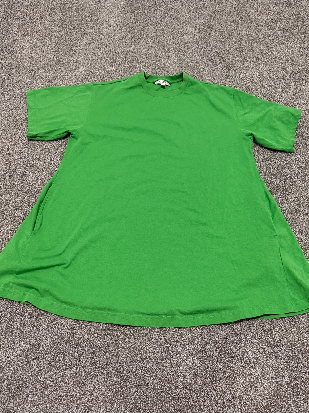 Cos green belted tshirt dress M